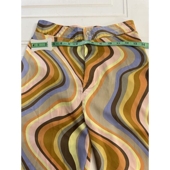 Urban Outfitters Olympia Printed S Pants Wide-Leg Multicolor Swirl Retro Groovy - Picture 4 of 7